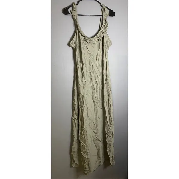 And Now Crushed Oregano Sleeveless Ruffle Maxi Dress Size Large NWT - Image 3