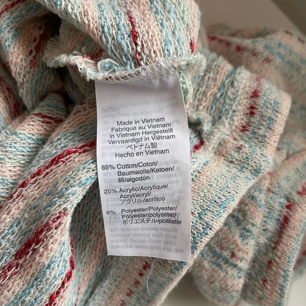 Madewell Puff Sleeve Textured Cream & Multicolor Striped Knit Top - Image 10