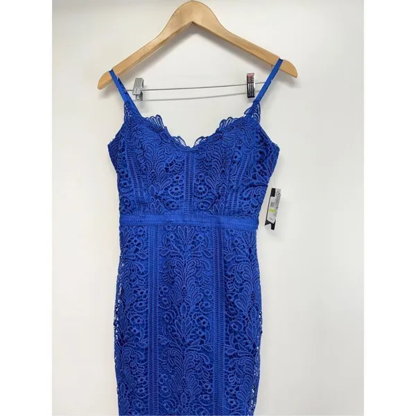 GUESS Dress Size 4 Blue Lace Strappy‎ V Neck Sleeveless NEW - Image 5