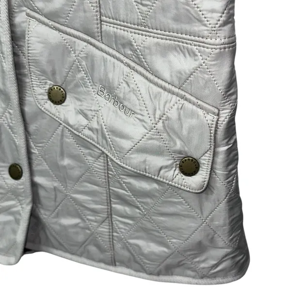 Barbour Cavalry Polarquilt Jacket Womens 6 Beige Quilted Full Zip Riding Coat‎ - Image 4