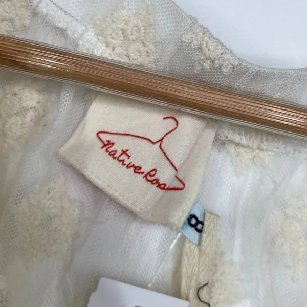 LF Native Rose Cream Woven Short Sleeve‎ Sheer Top Women's Size 8 NWT - Image 4