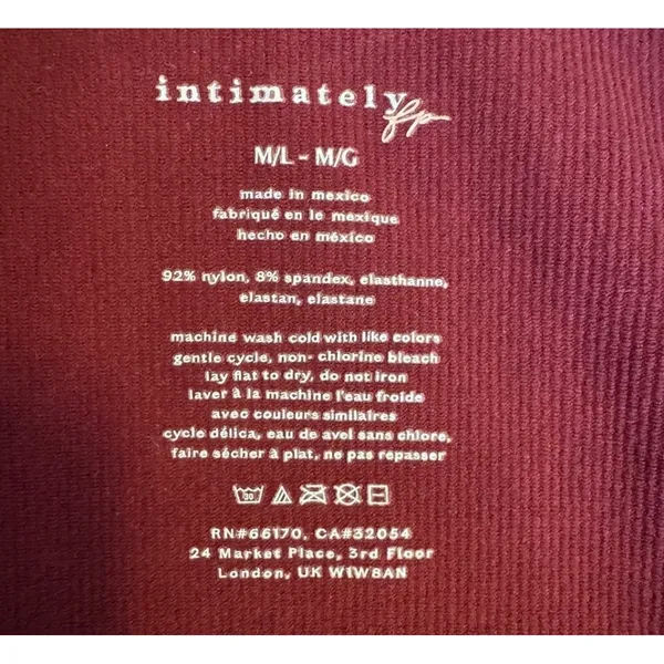 Intimately‎ Free People Wine Red Sheer Mesh Long Sleeve Ribbed Crop Top M/L - Image 2