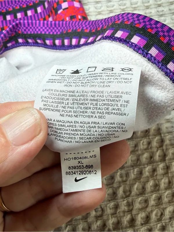 Nike Pro Dri-FIT Womens XL Half Zip Pullover Pink Purple Geometric Stripe Top - Image 6