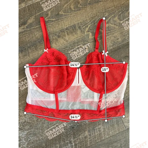 Auden Red & White Lace Underwire Bustier Longline Bra Size‎ XL - Image 8