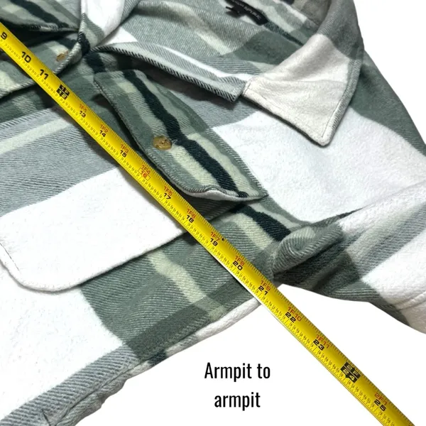 Banana Republic‎ Ivory Green Plaid Oversized Shacket Holiday Woolblend M - Image 11