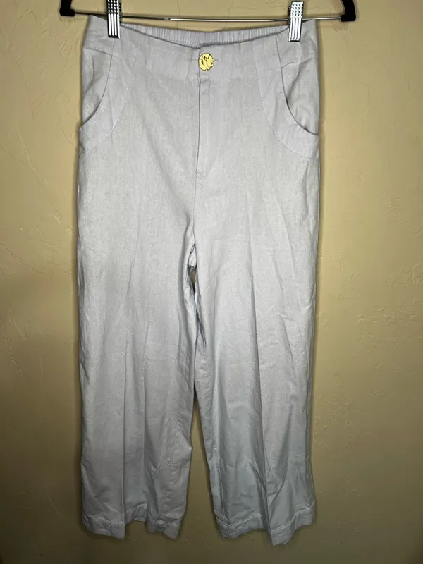 House of Harlow 1960 Linen‎ Blend Wide Leg Crop Pants - Image 2
