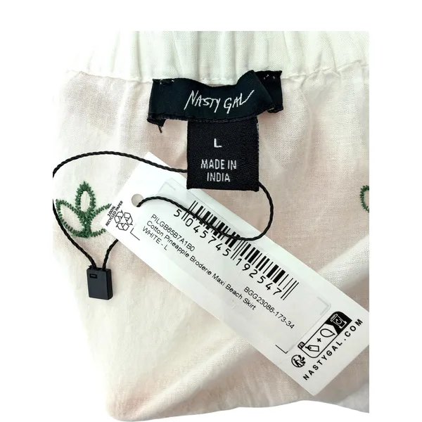 Nasty Gal Cotton Pineapple Broderie Eyelet 2 Pc Tie Front Crop Top‎ Maxi Skirt L - Image 6