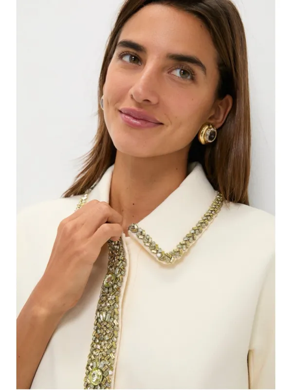 New Tuckernuck Winter White Embellished Nicola Dress Large Boxy Formal Classic - Image 6