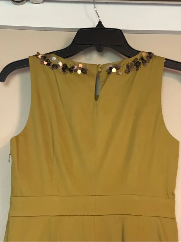 BODEN Embellished Sleeveless Sheath Dress 2P 16” p2p Olive $199 Retail EUC - Image 11