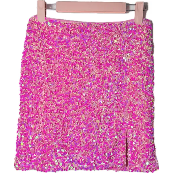 NASTY GAL Premium‎ Velvet Pink Sequin Mini Skirt Size 0 - New With Tags - Image 4