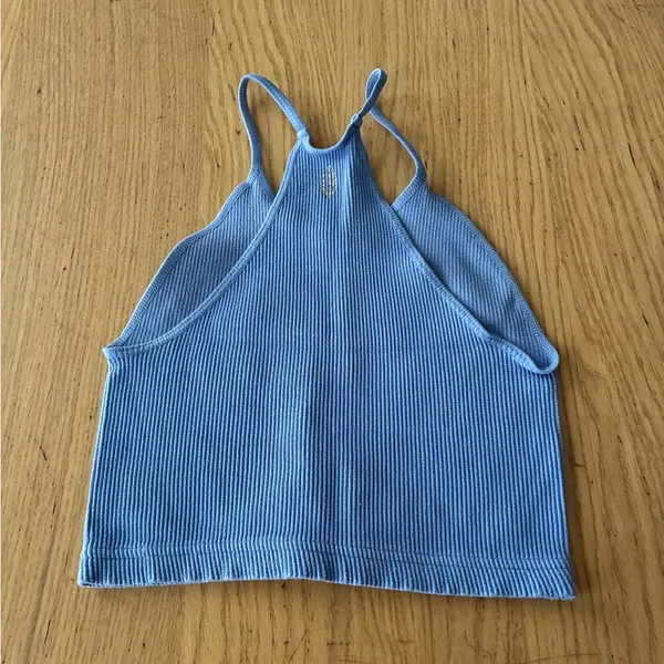 Free People Movement Happiness Runs Crop Ribbed High-Neck Tank Top - Light Blue - Image 10