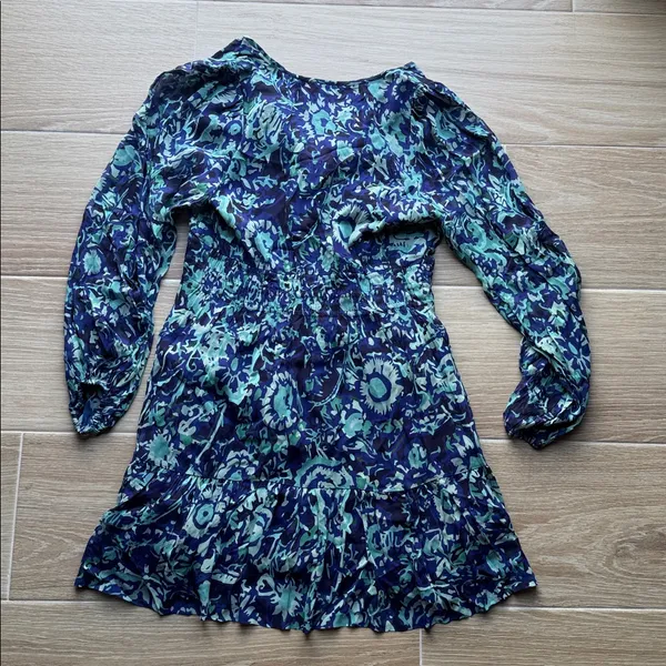 Anthropologie Long- Sleeve Somerset Mini Dress Blue floral navy - Image 6