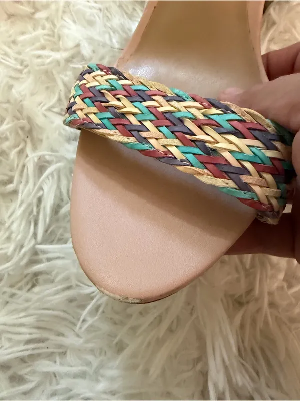 Madden Girl Bellaa Multicolor Woven Strappy Block Heel Sandals 9.5 - Image 4