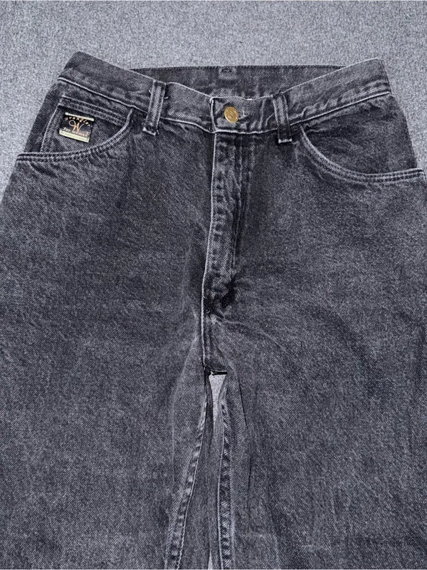 Vintage 90s Wrangler for Women Black Denim High Rise Taper Ankle Mom Jeans Sz 8 - Image 3