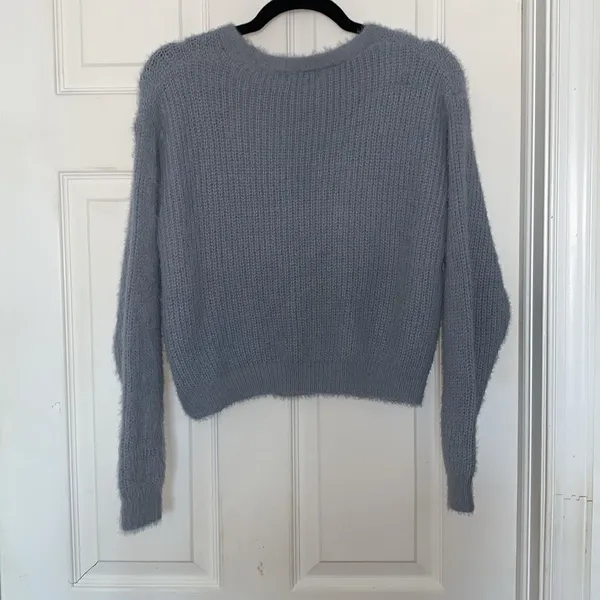 Nasty Gal What A Pearl Wants Blue Fuzzy Cardigan Size S - Image 2