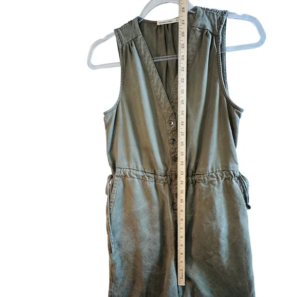 Marine Layer Olive Green Tencel Sleeveless Button Front Jumpsuit XS Utility‎ - Image 8