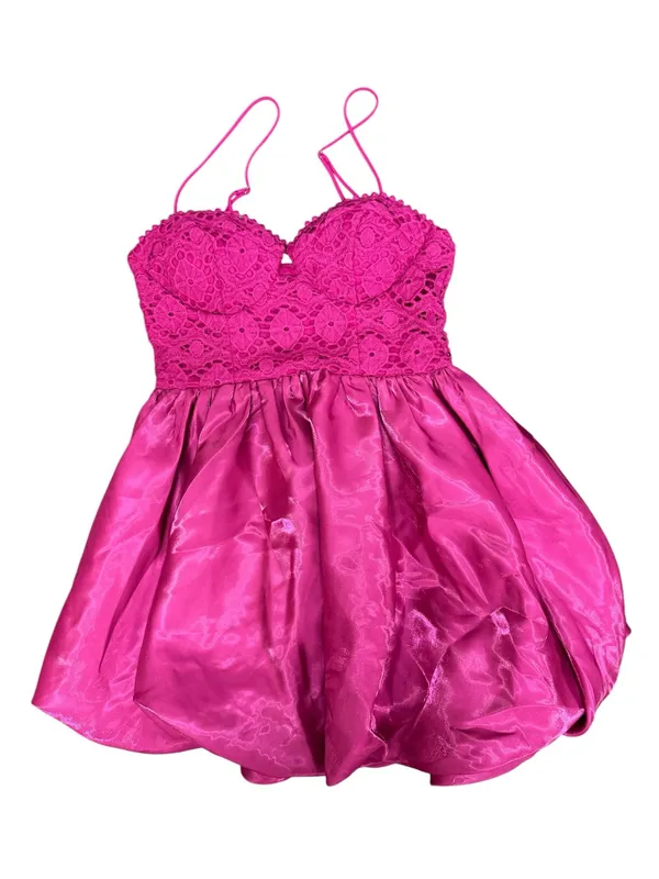 Angel Biba Embroidered Lace Top Bubble Hem Sleeveless Mini Dress Pink Small NEW - Image 6