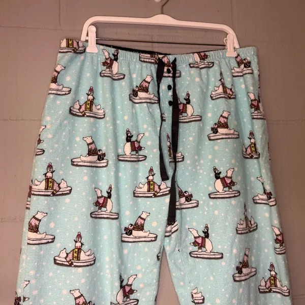 PJ Salvage Polar Bear Flannel Pajama Set Women’s Size XL Polar Bears & Penguins - Image 10