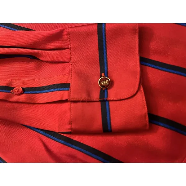 Lauren Ralph Lauren Red Button up Long Sleeve Blouse Blue White Stripes NWT - Image 2
