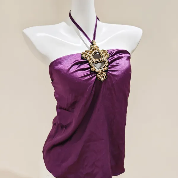 Others Follow Purple Satin Halter Neck Tube Top - Image 3
