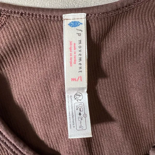FP Movement Free People Thermal Henley Top • Brown Waffle Knit Long Sleeve - Image 5