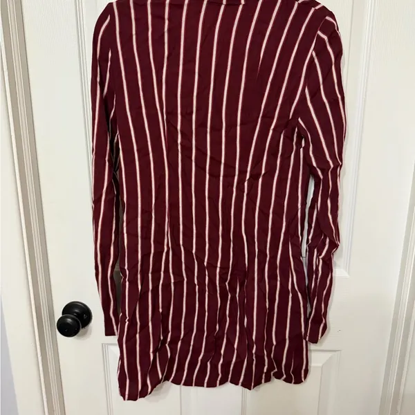 Reformation Graphite Blazer Dress in Kismet burgundy‎ red striped button front 2 - Image 7