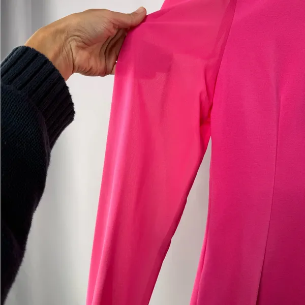 Karen Millen Sheer Sleeve Cut Out Blouse in‎ Bright Pink Size 2 - Image 5