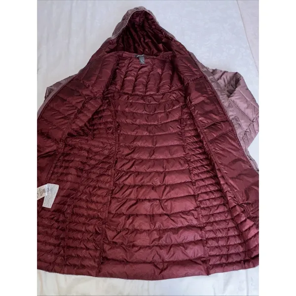 Eddie Bauer Astoria Hooded Down Parka Womens S Pink Mauve Jacket LONG COAT - Image 3