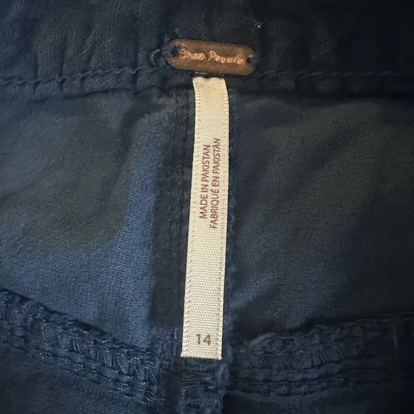 Free People High Time Velvet Kick Flare Pants Womens Size 14 Blue Patch Pockets - Image 5