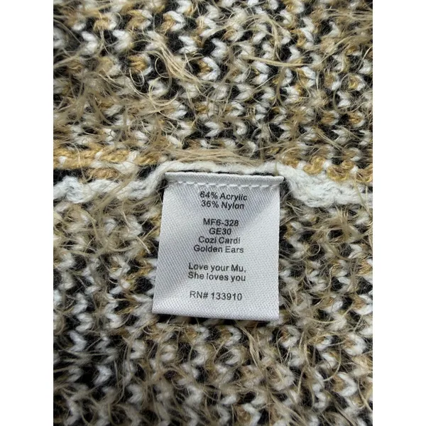 Show Me Your Mumu Mellow Cozi Cardi Golden Ears Leopard Fuzzy Cardigan Medium - Image 6