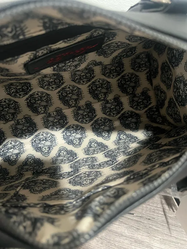 Ed Hardy Black Embellished Skull & Rose Satchel Bag w/ Strap - Image 8