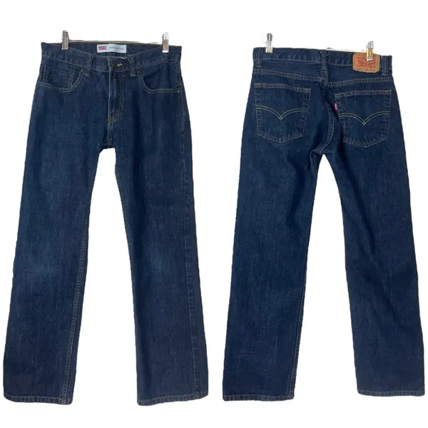 Levi’s Jeans 505 Regular Mid Rise Dark Wash Unisex Women’s Men's Size 28 X 28 - Image 6