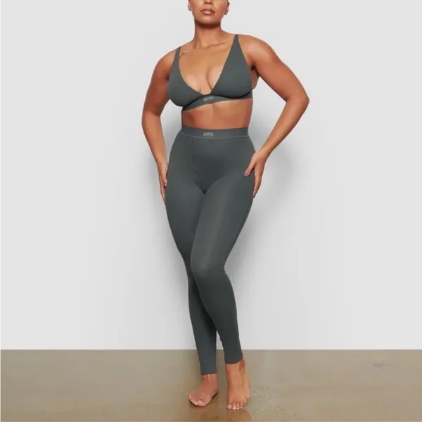 SKIMS Cotton Rib Plunge Bralette Juniper Size 3X green‎ - Image 8