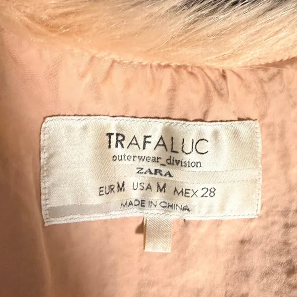 Zara Trafaluc Womens M Blush Pink Beige Faux Fur Vest Longline Gilet Boho Winter - Image 6
