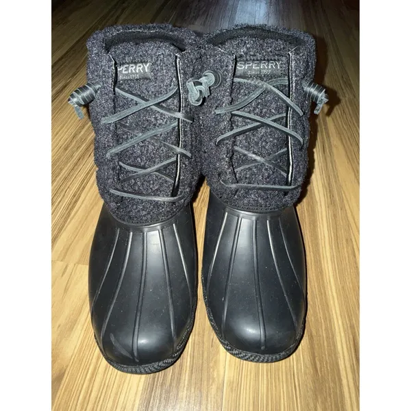 Sperry Saltwater Sherpa Black Duck Boots‎ Women's Size 8.5 EUC - Image 4