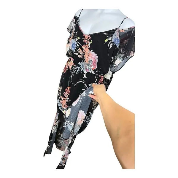 City Chic Black Floral Maxi Dress Size XL/22 Cold Shoulder Summer - Image 5