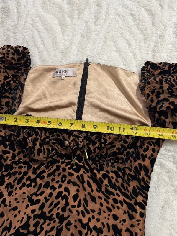 House of CB Athena Leopard Burnout Velvet Corset Mini Dress XS - Image 7