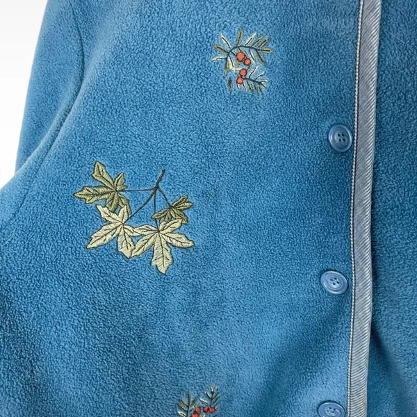Vintage Cherokee Womens Size Large Embroidered Christmas Cottagecore Jacket Blue - Image 2