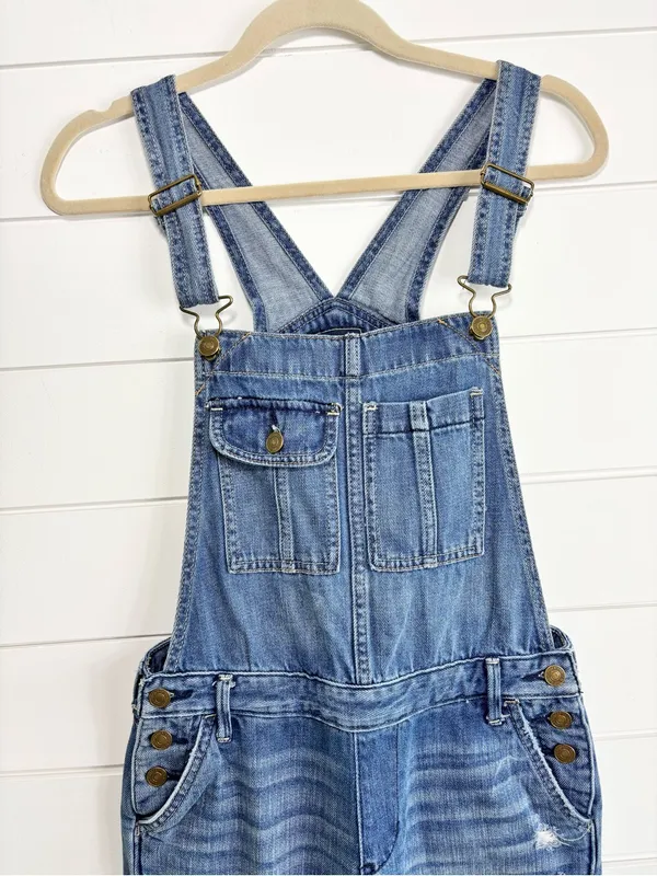 Abercrombie & Fitch Distressed Light Blue Denim Overalls Size XS - Image 2