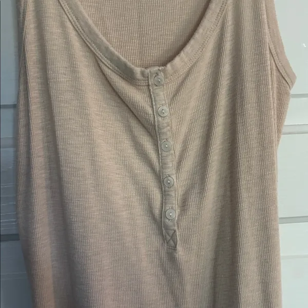 Aerie Light Tan Buttoned Tank Top - Image 3