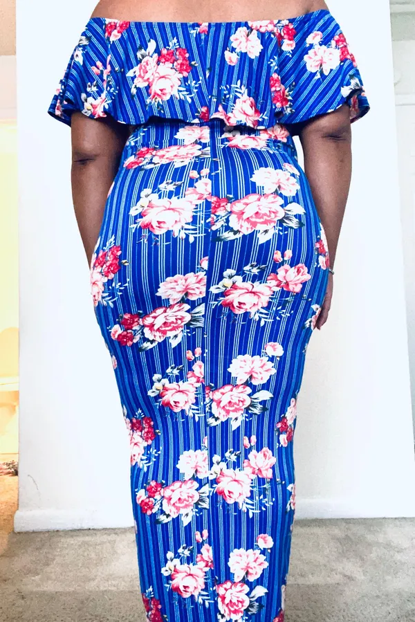 Blue Floral Maxi Dress Multiple Size M - Image 6