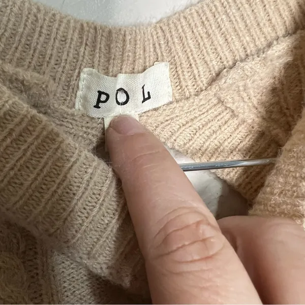 Pol NwT After Hours Cable Knit Tan Short Sleeve Open Back Sweater‎ Dress - Image 5