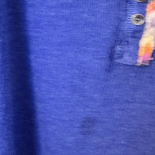 Free People Royal Blue Rainbow Embroidered Henley Thermal Top‎ Boho Small - Image 6