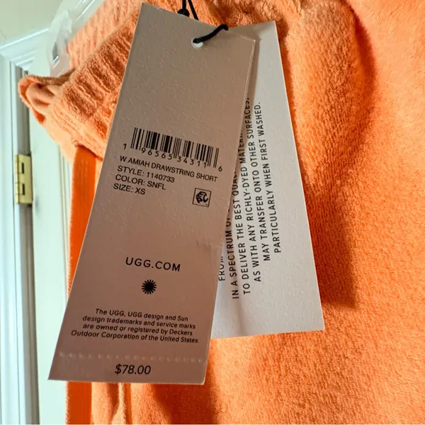 UGG Amiah Drawstring Shorts in a vibrant orange, NWT Sz XS. - Image 6