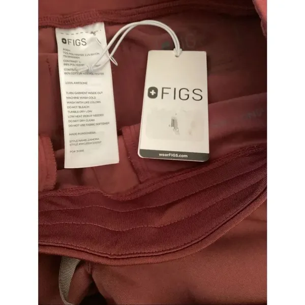 FIGS Zamora Jogger Scrub Pants, Burgundy, Size XXS, NWT - Image 5
