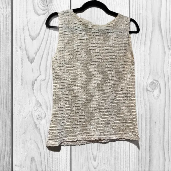 VTG Sleeveless Ruched Textured Tank Top Butter Yellow Coastal Beach‎ top size S - Image 3