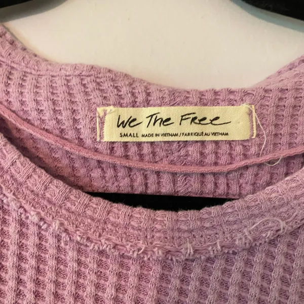 We The Free Waffle Knit Purple Long Sleeve Shirt Loungewear Long Sleeve Small - Image 2