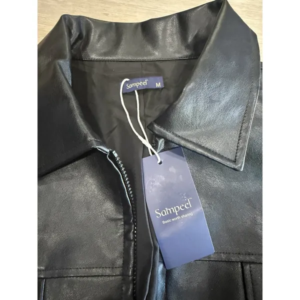 Sampeel Faux Leather Women’s Jacket‎ Medium Motorcycle Jacket Bomber Coat Winter - Image 10