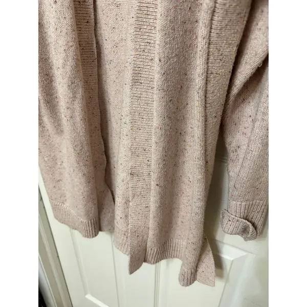 Loft Pink Confetti‎ Fleck Open Front Cardigan Sweater Large 526349 Cotton Blend - Image 3