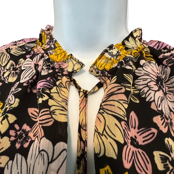 NWT BB Dakota Steve Madden Floral Maxi Dress L Chiffon Ruffle Tiered Blossom - Image 4